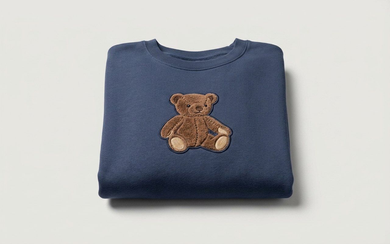 Takara custom character apparel sweatshirt with embroidered plush patch
