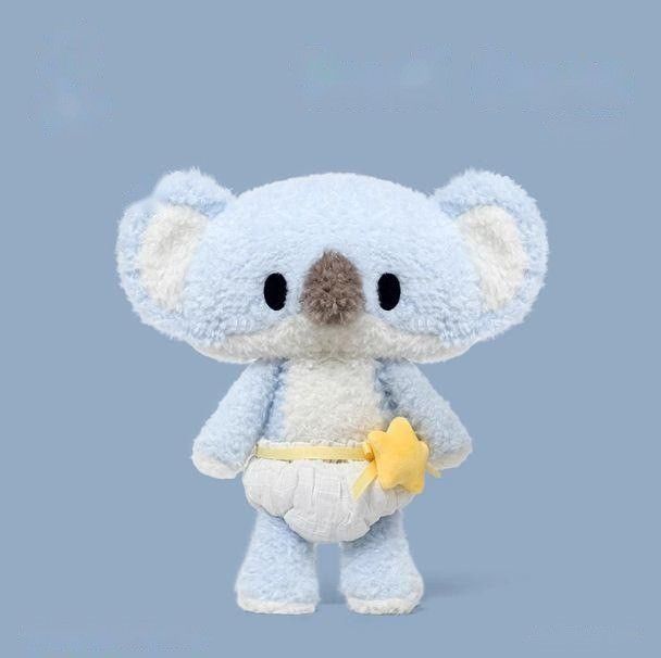 Thú bông gấu koala lông xù xanh mặc tã gắn sao, 28cm