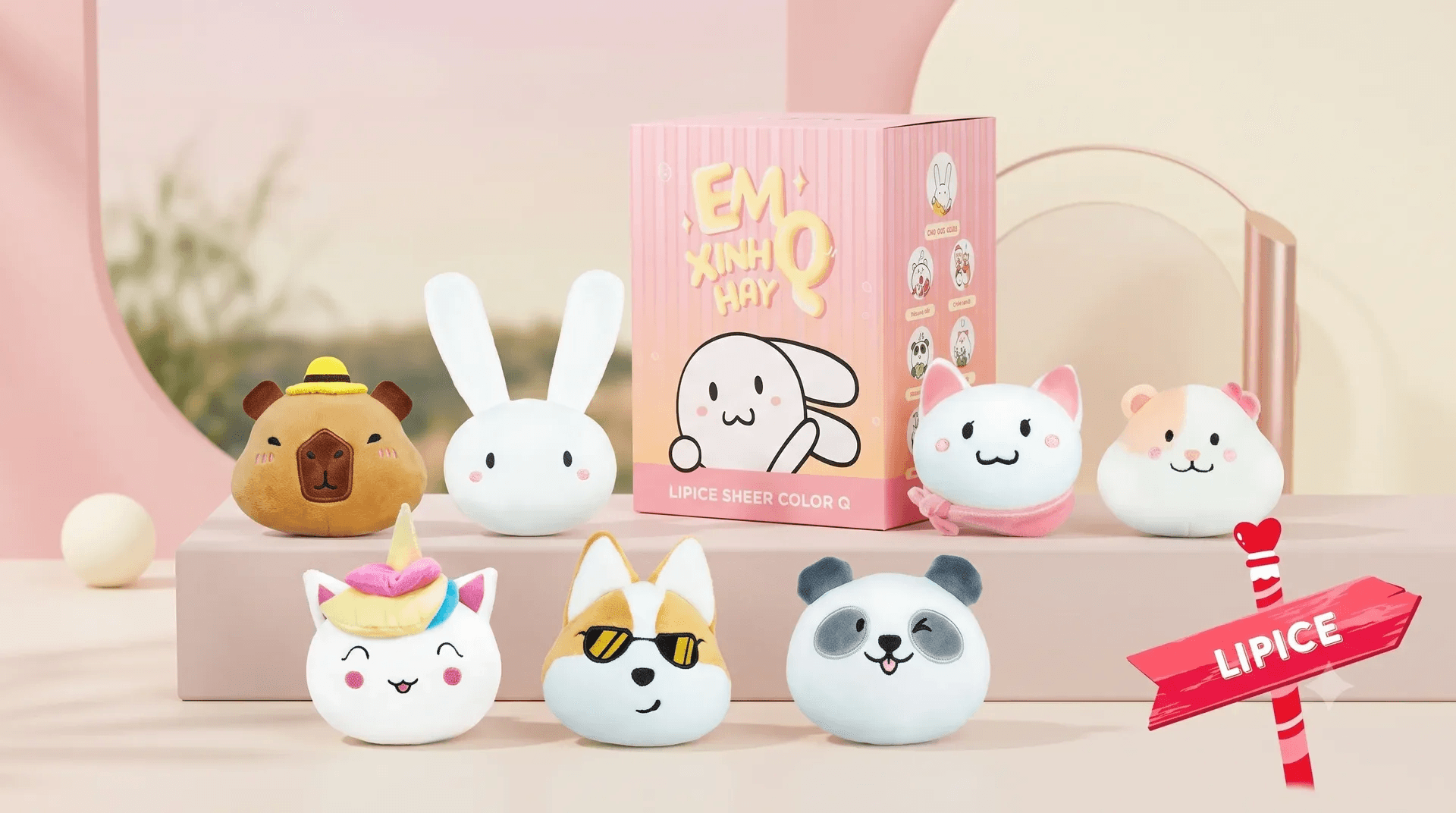 Bộ sưu tập thú bông blindbox LipIce Sheer Color Q sản xuất bởi Takara cho Rohto