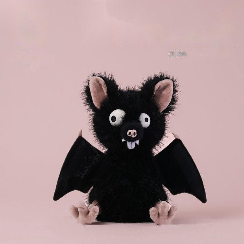 Hehe black bat plush toy with spread wings, 24cm