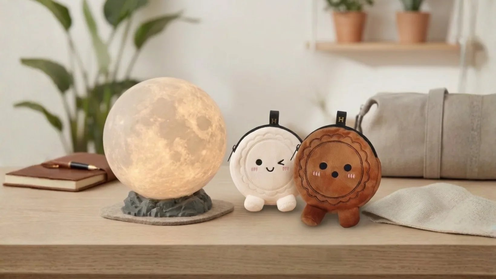 Keppel Land Mid-Autumn gift set - moon lamp and mooncake plush pouches by Takara