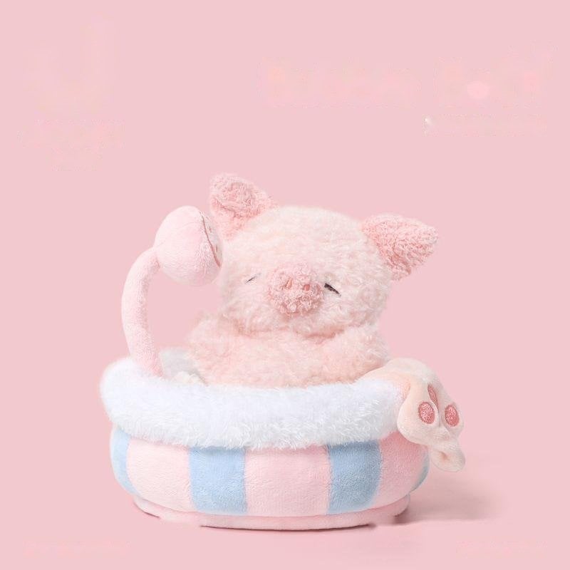 Pink Bun Pig - thú bông OEM Mô hình 14cm, bồn tắm 15.5cm, sản xuất bởi Takara