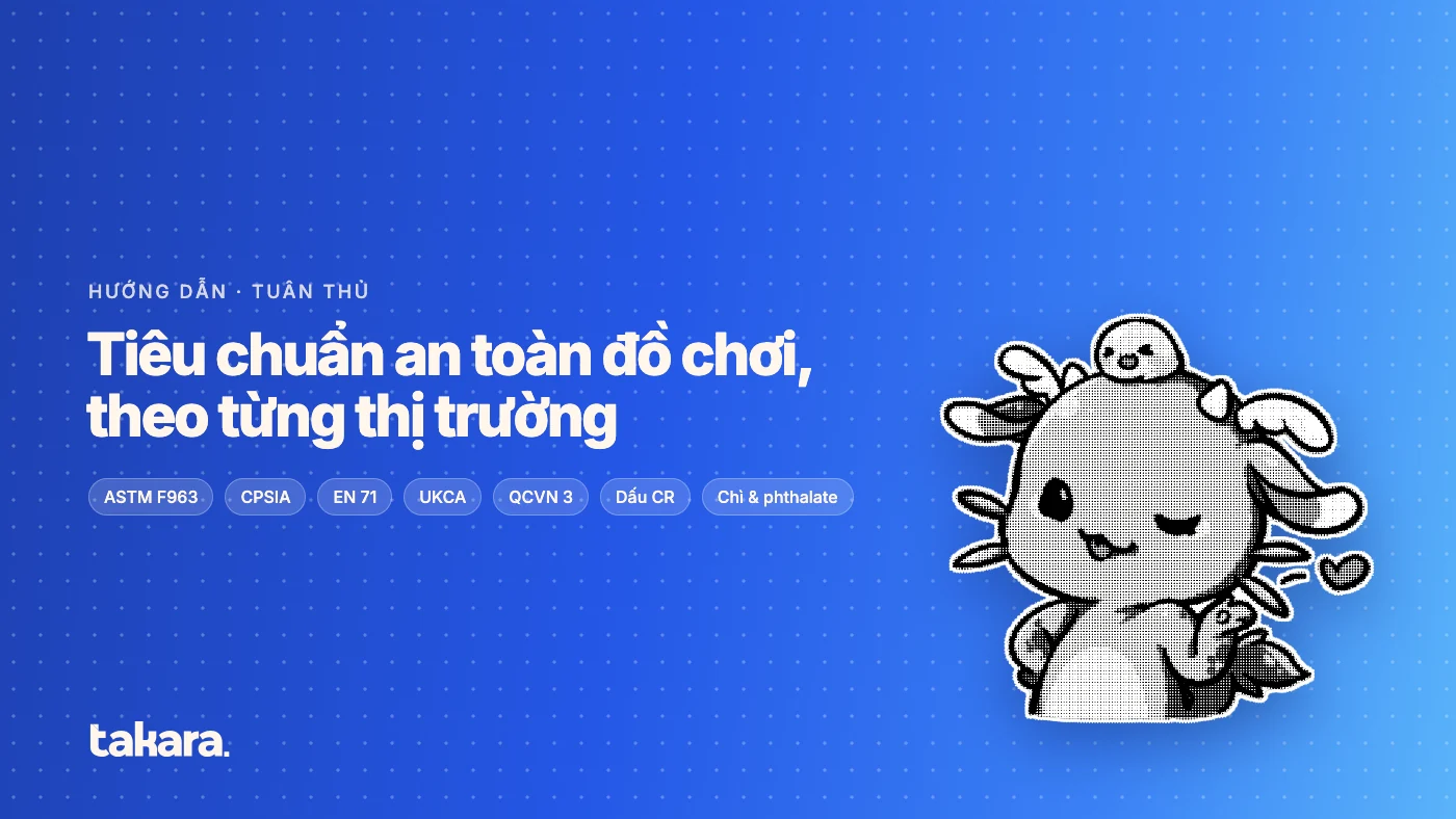 Ma trận tiêu chuẩn an toàn đồ chơi 2026 so sánh ASTM F963, CPSIA, EN 71, UKCA và QCVN 3