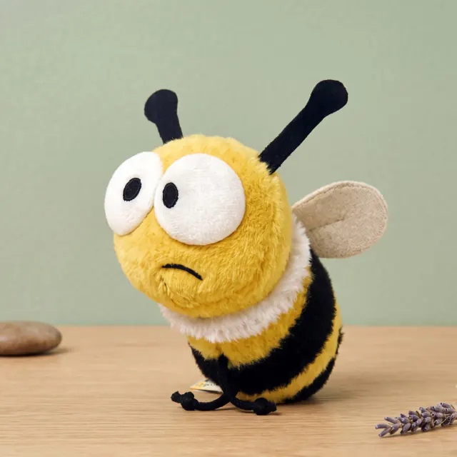 Grumpy bee character plush with embroidered eyes from Takara OEM catalogue